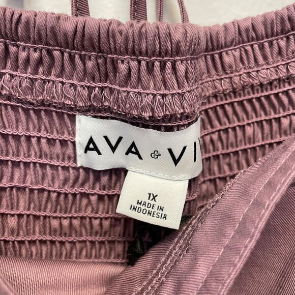 Ava & Viv Women's Balloon Long Sleeve Woven Midi A Line Dress Mauve Size 1X - Picture 5 of 6